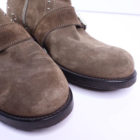 JIMMY CHOO Blyss Studded Suede Booties Brown Ankle Moto Boot Women's 36/US 6 - Picture 3 of 8